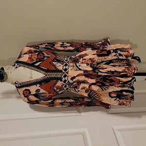 Anthropologie women's brown/teal dress Size 8